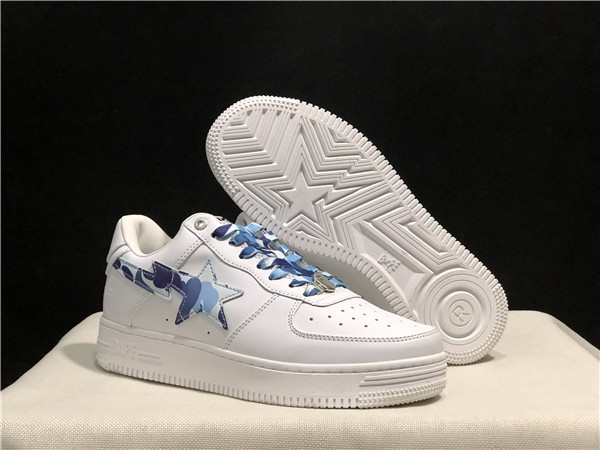Men's Bape Sta Low Top Leather White Shoes 011